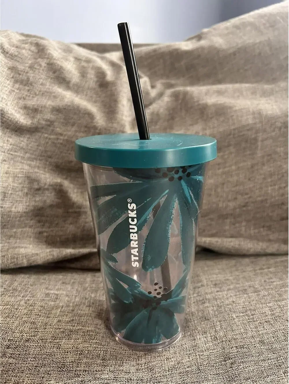 Starbucks Blue Palm Chamomile Flower 16oz Grande Cold Cup Acrylic Tumbler